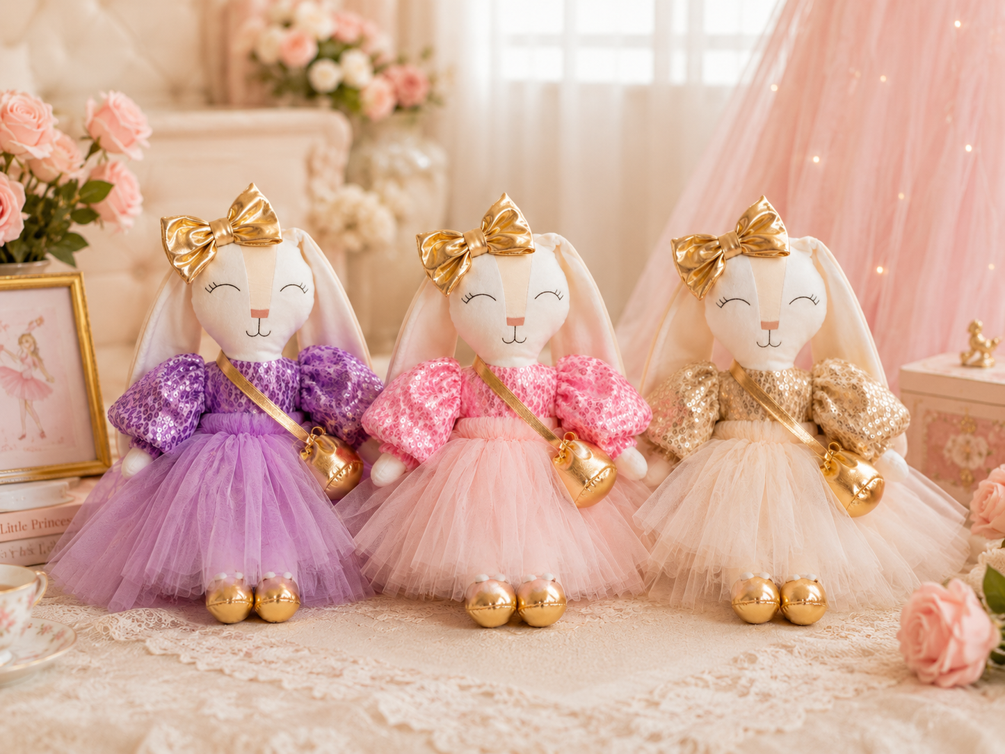 Princesa Conejito Minono con Vestido Encantador morado– 41 cm