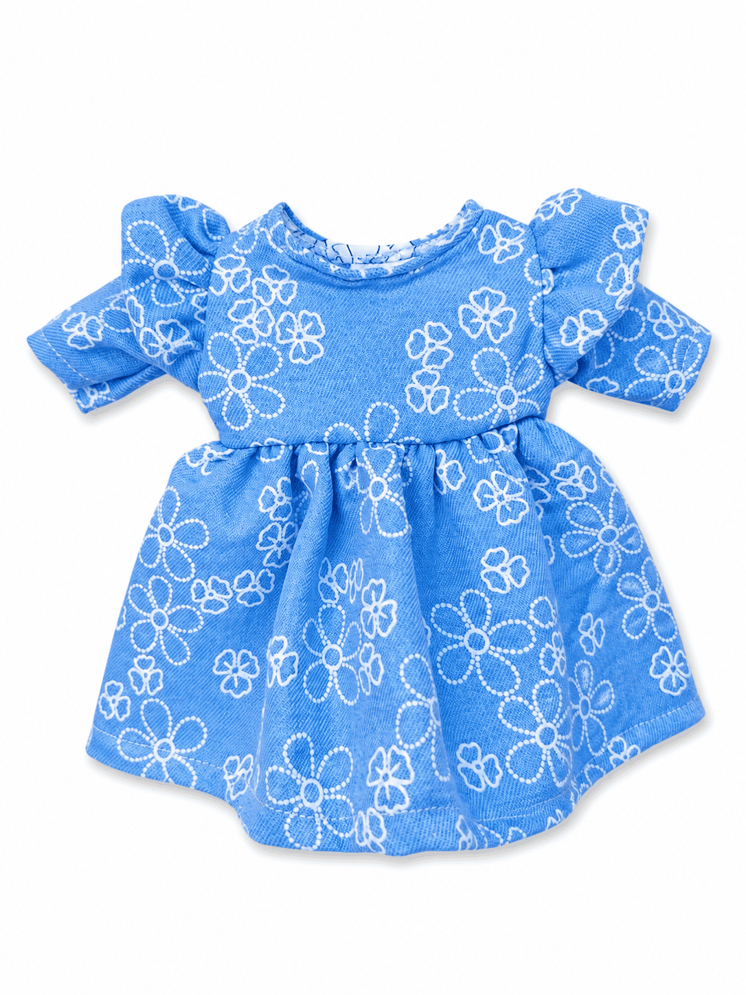 Vestido azul con diseño floral blanco para conejo Minono 30 cm
