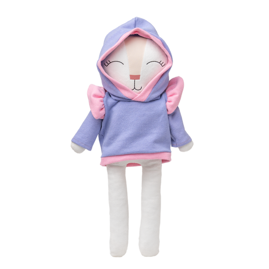 Sudadera combinada lila para conejo de tela Minono