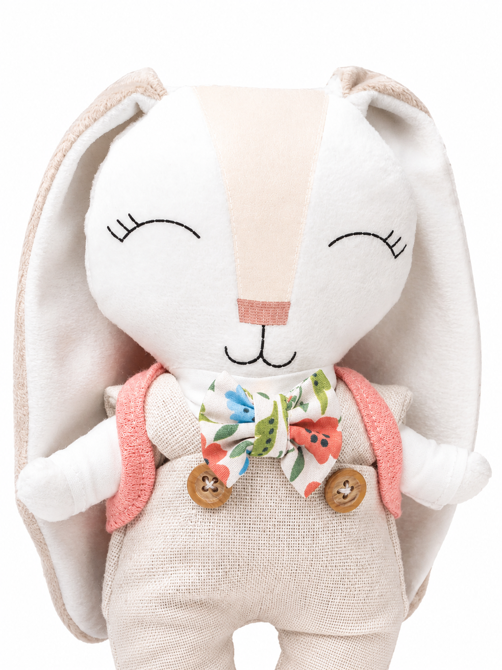 Minono Explorador con Overol de Lino y Mochilita Zanahoria – 20 cm