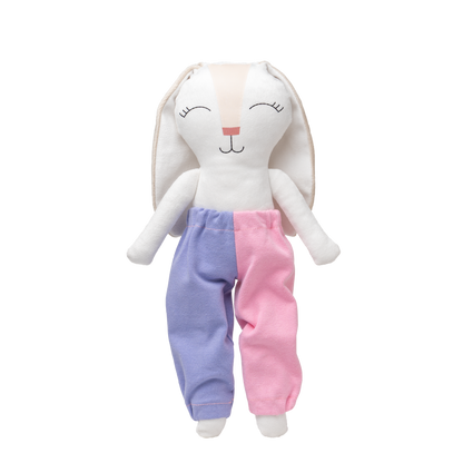 Pantalon combinado lila/rosa para conejo de tela Minono