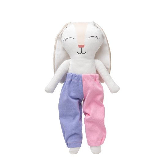 Pantalon combinado lila/rosa para conejo de tela Minono