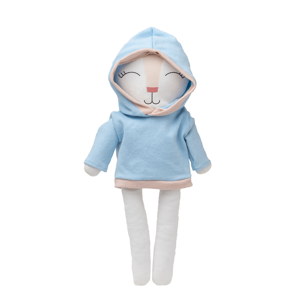 Sudadera combinada azul para conejo de tela Minono
