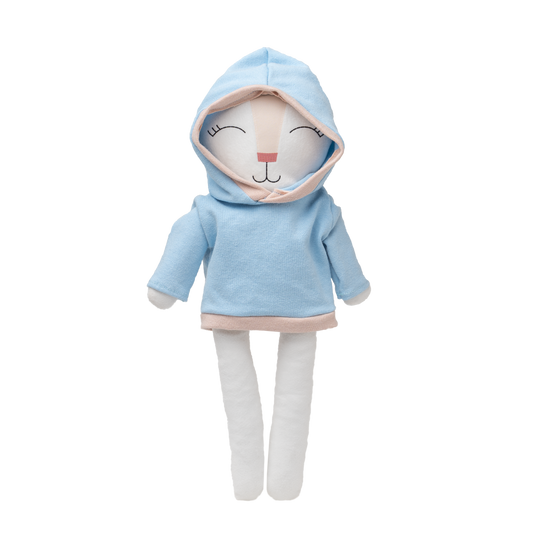 Sudadera combinada azul para conejo de tela Minono