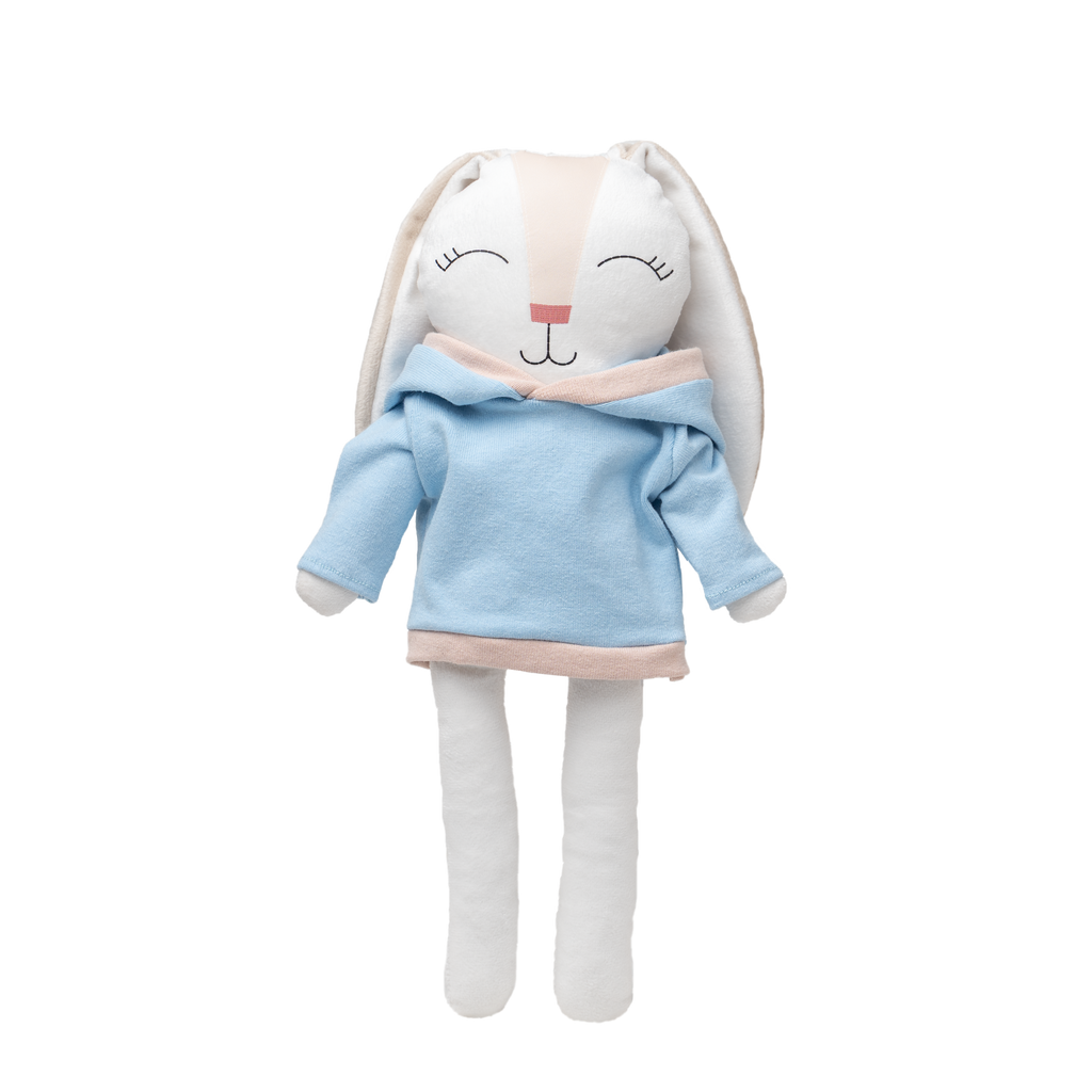 Sudadera combinada azul para conejo de tela Minono