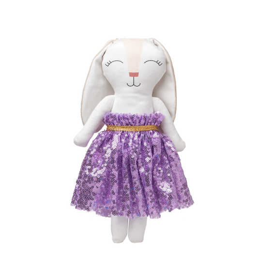Tutu morado brillos para conejo de tela Minono