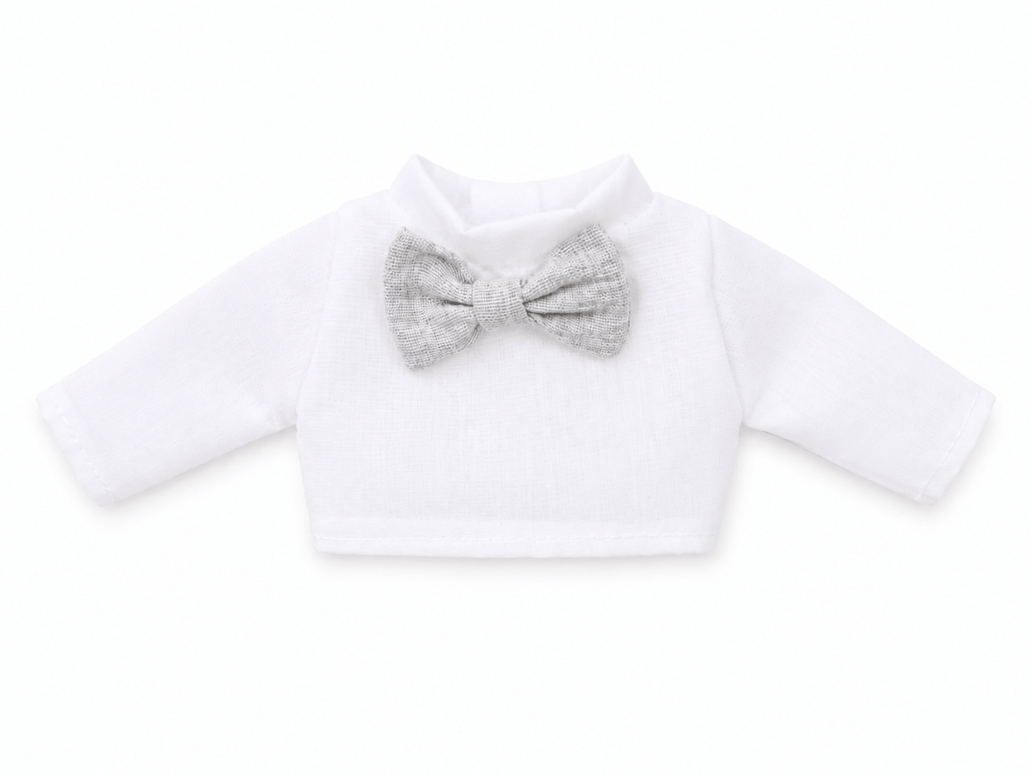 Camisa blanca con moño gris para conejo Minono 30 cm