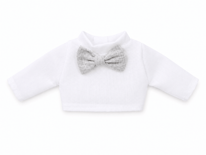 Camisa blanca con moño gris para conejo Minono 30 cm