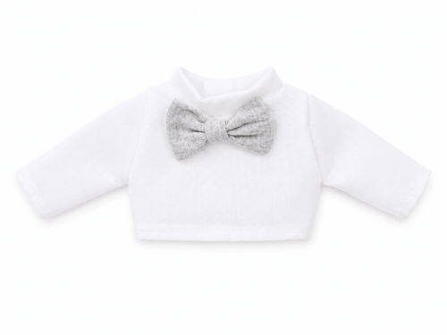 Camisa blanca con moño gris para conejo Minono 30 cm