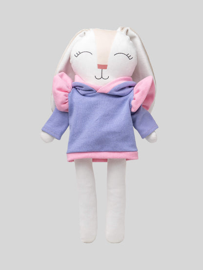 Sudadera combinada lila para conejo de tela Minono
