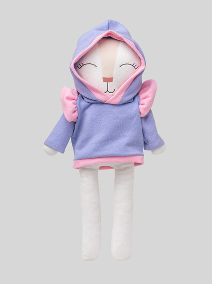 Sudadera combinada lila para conejo de tela Minono