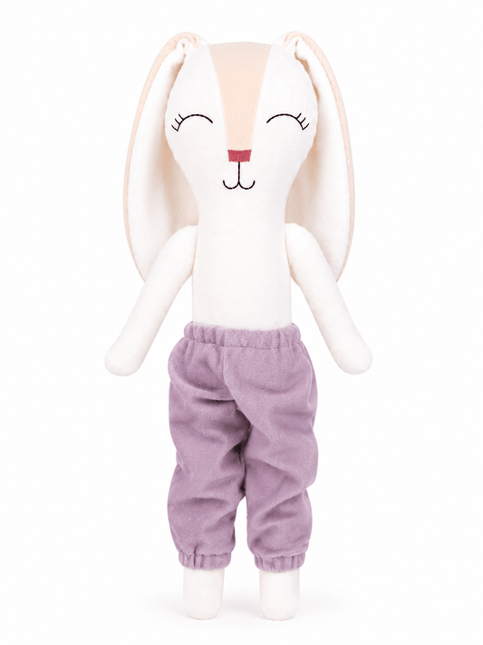 Pantalón morado terciopelo para conejo Minono 30 cm