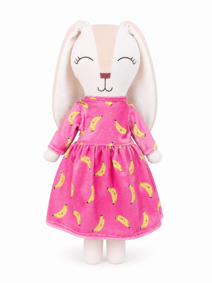Vestido rosa bananas para conejo Minono 30 cm