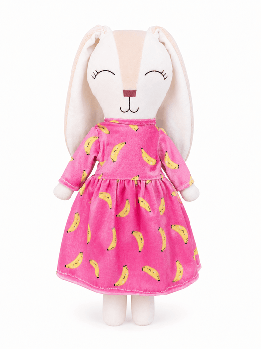 Vestido rosa bananas para conejo Minono 30 cm