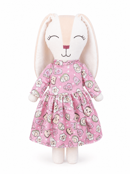 Vestido rosa pan tostado para conejo Minono 30 cm