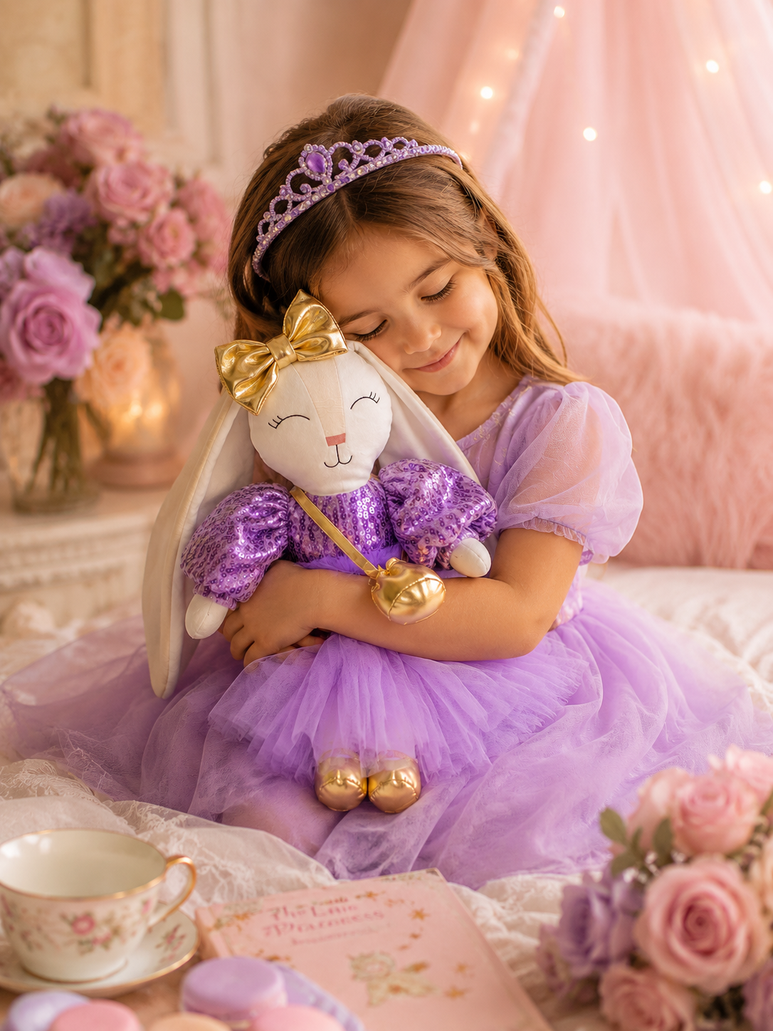 Princesa Conejito Minono con Vestido Encantador morado– 41 cm