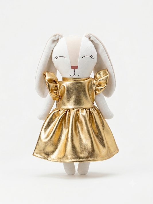 Vestido dorado para conejo Minono 30 cm