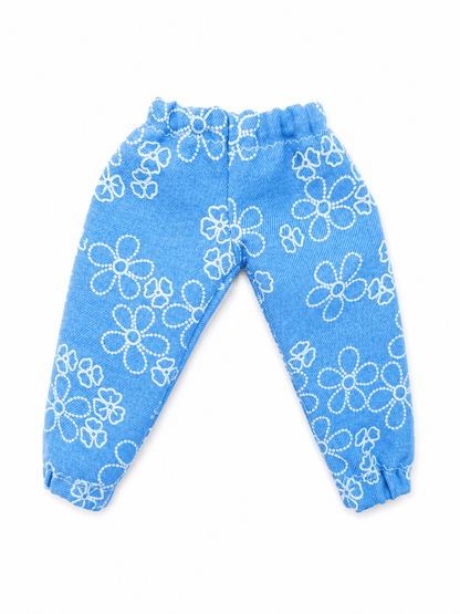 Pantalón azul floral para conejo Minono 30 cm