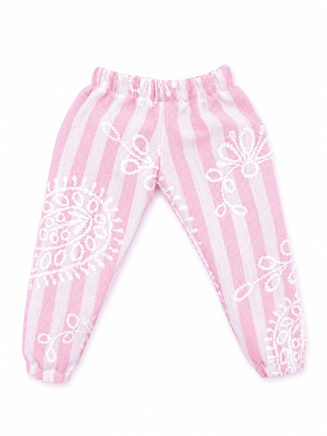 Pantalón lino rayas rosas para Minono 30 cm