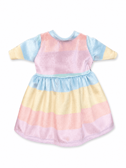 Vestido rayas arcoíris para conejo Minono 30 cm