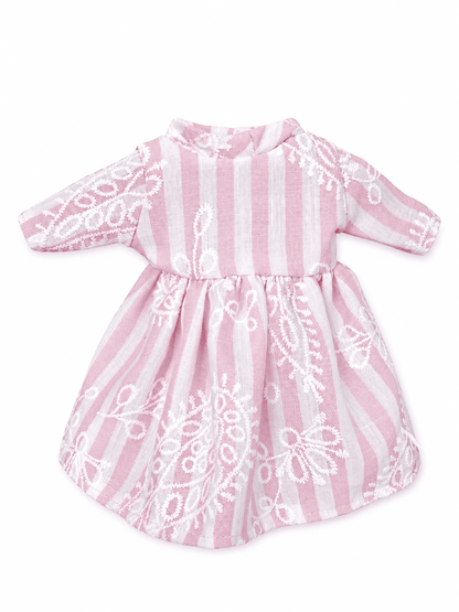 Vestido de rayas y bordado para conejo Minono 30 cm